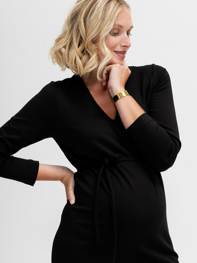 Black midi maternity dress