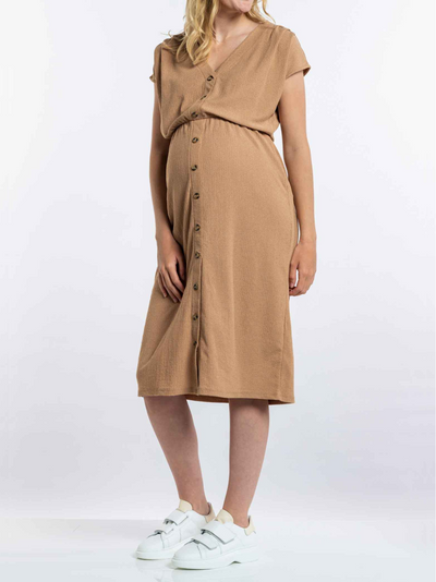 Camel lightweight crepe dress