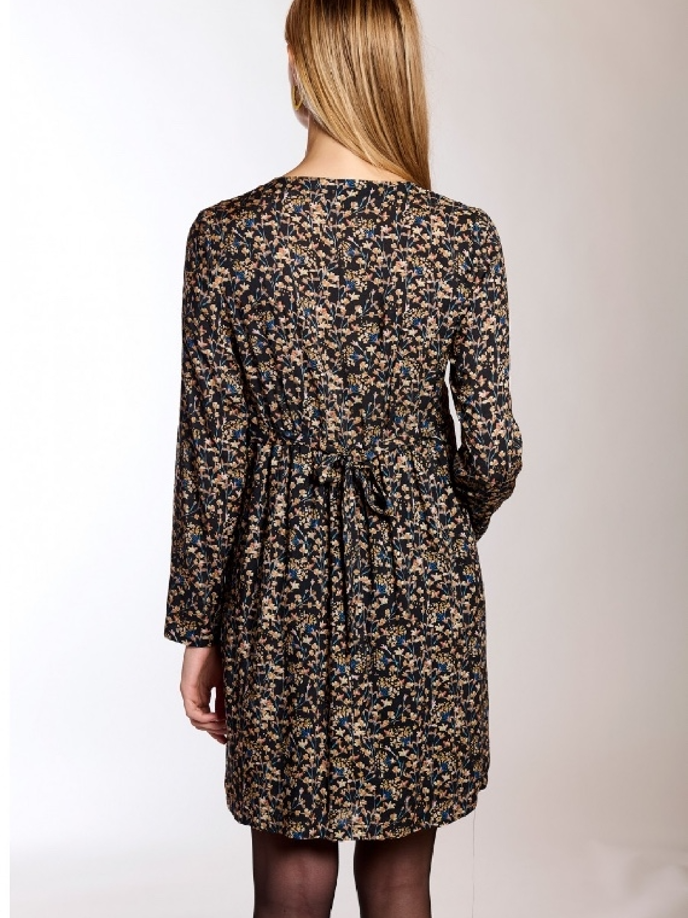 Gold floral flowing maternity dress