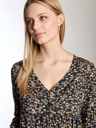 Gold floral flowing maternity dress