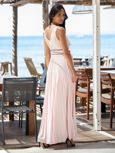 Long pleated ceremony dress Pink