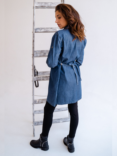 Tunique chemise de maternité bleu jeans