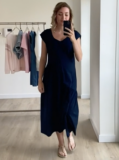 Navy cotton maternity dress