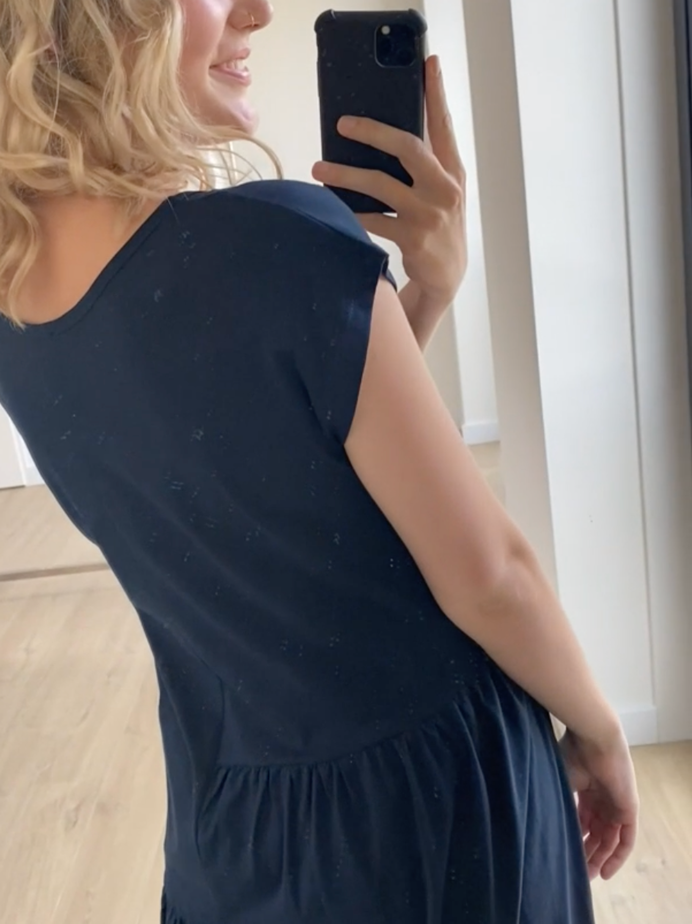 Navy cotton maternity dress