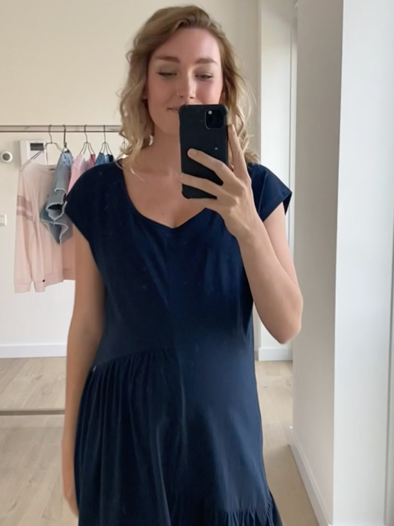 Navy cotton maternity dress