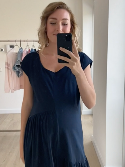 Navy cotton maternity dress
