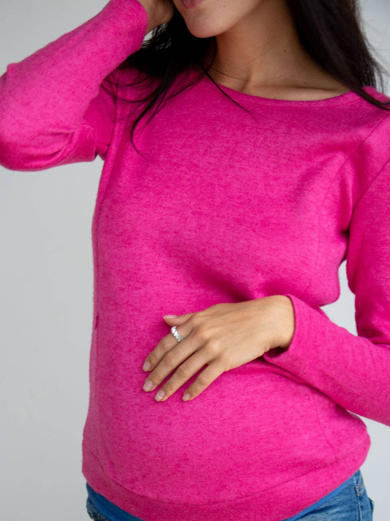Sweat à zips en angora Fuchsia