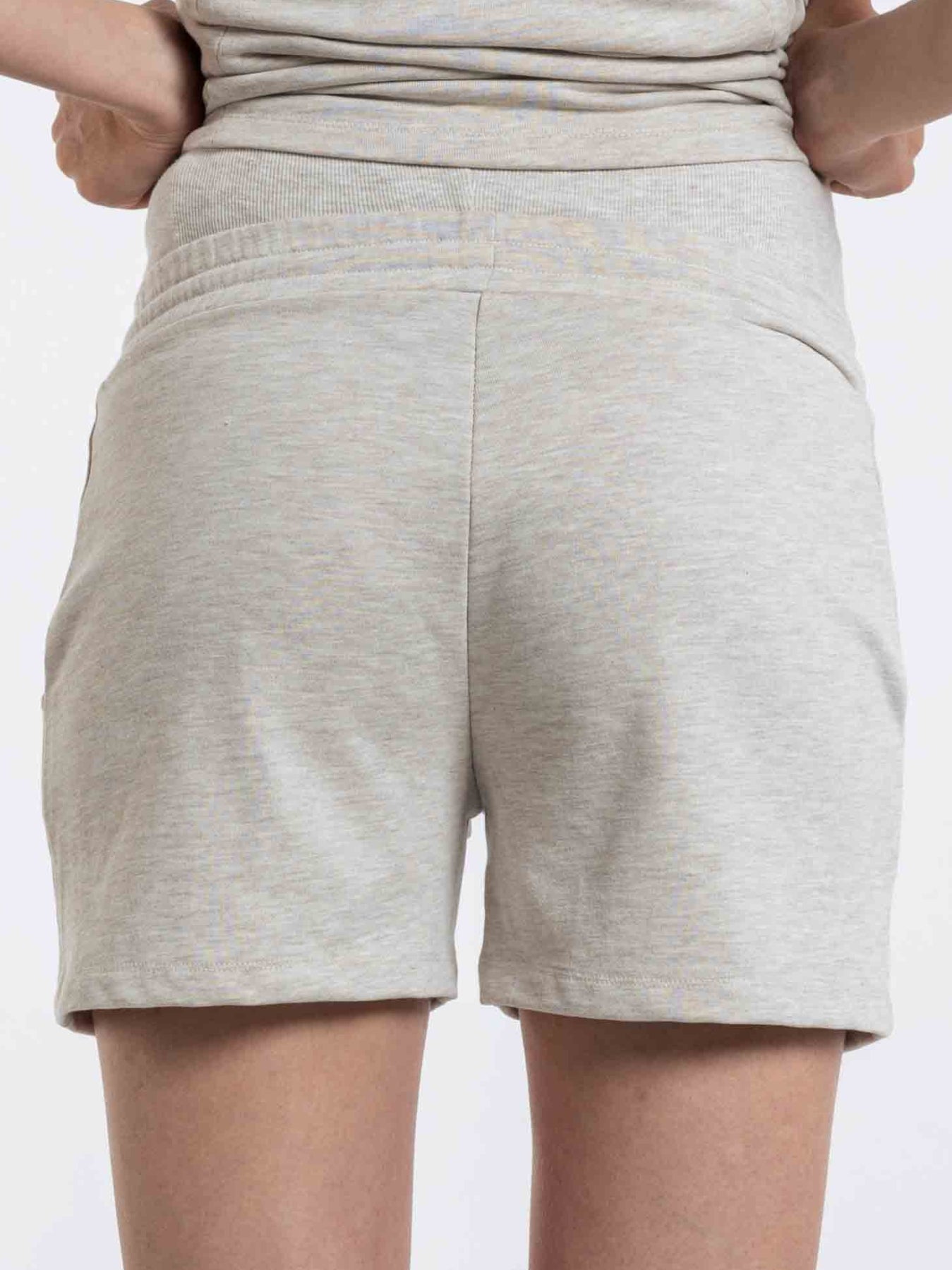 Beige cotton maternity shorts