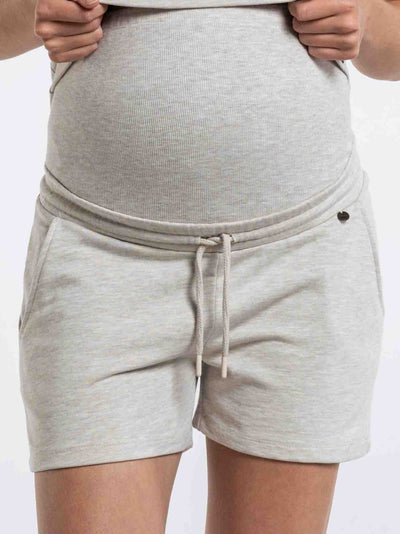 Beige cotton maternity shorts