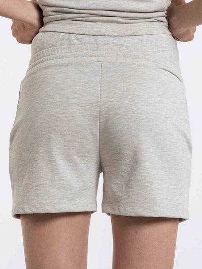 Beige cotton maternity shorts