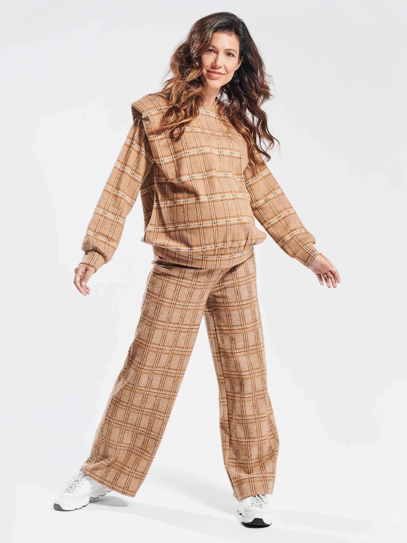 Maternity plaid sweater