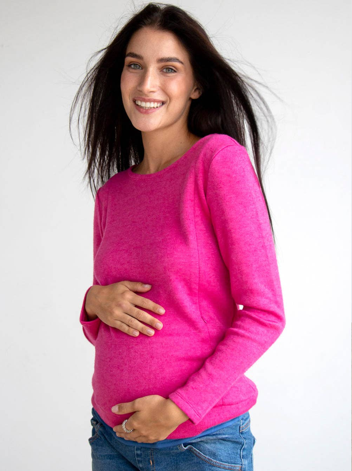 Sweat à zips en angora Fuchsia