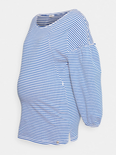 Navy/White Lined Puff Sleeve Sweatshirt