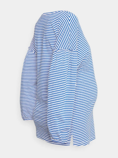 Navy/White Lined Puff Sleeve Sweatshirt