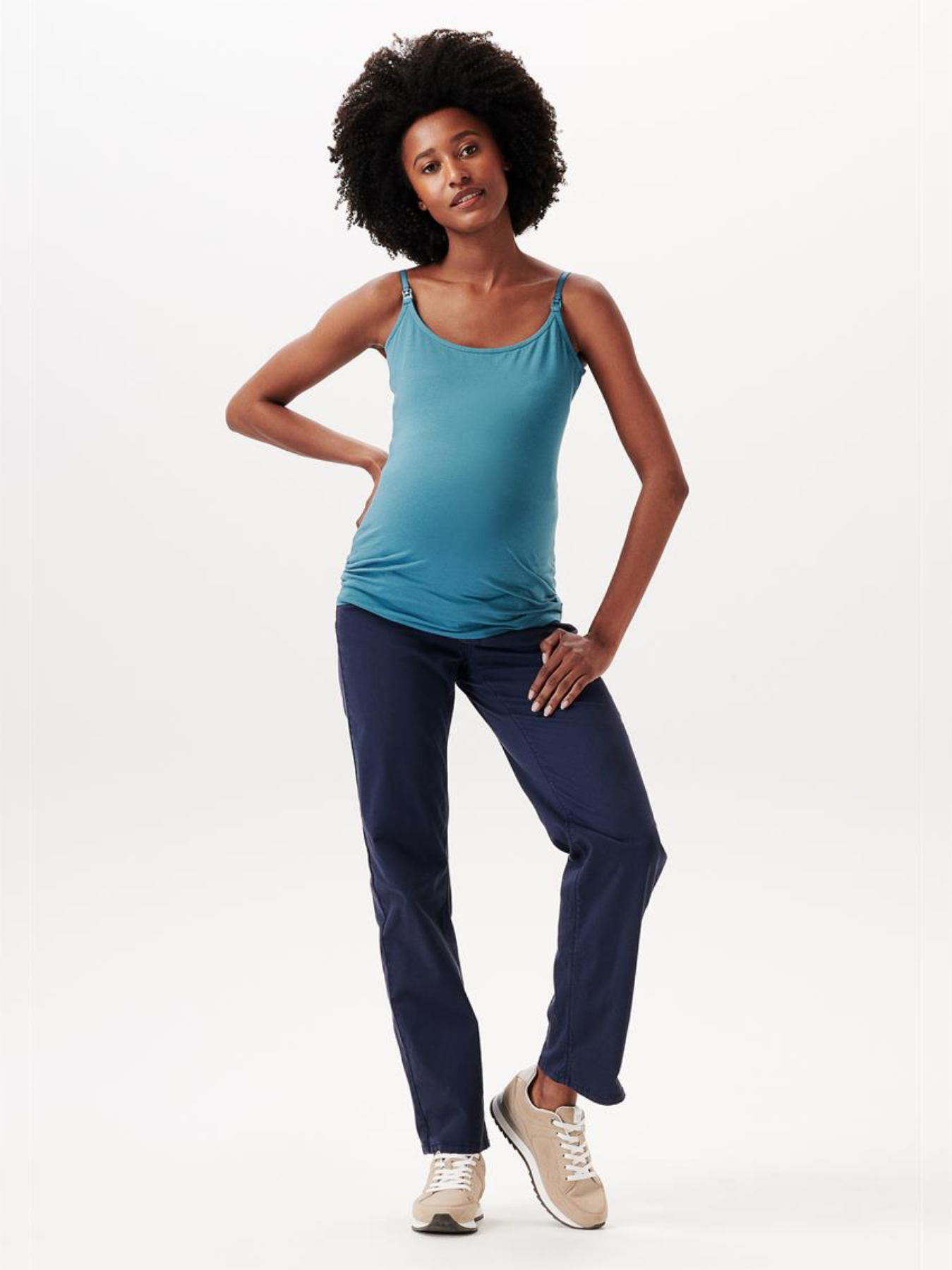 Maternity and nursing top with adjustable straps Petroleum