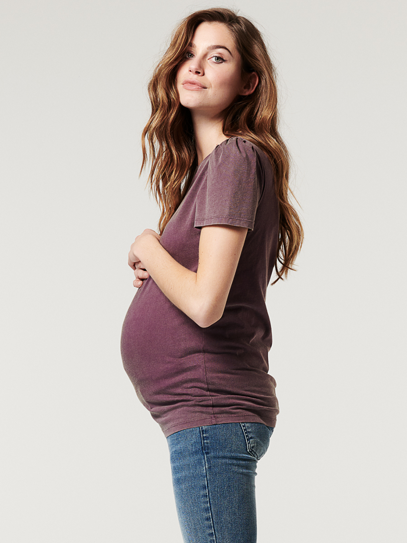 Plum Faded Maternity T-Shirt